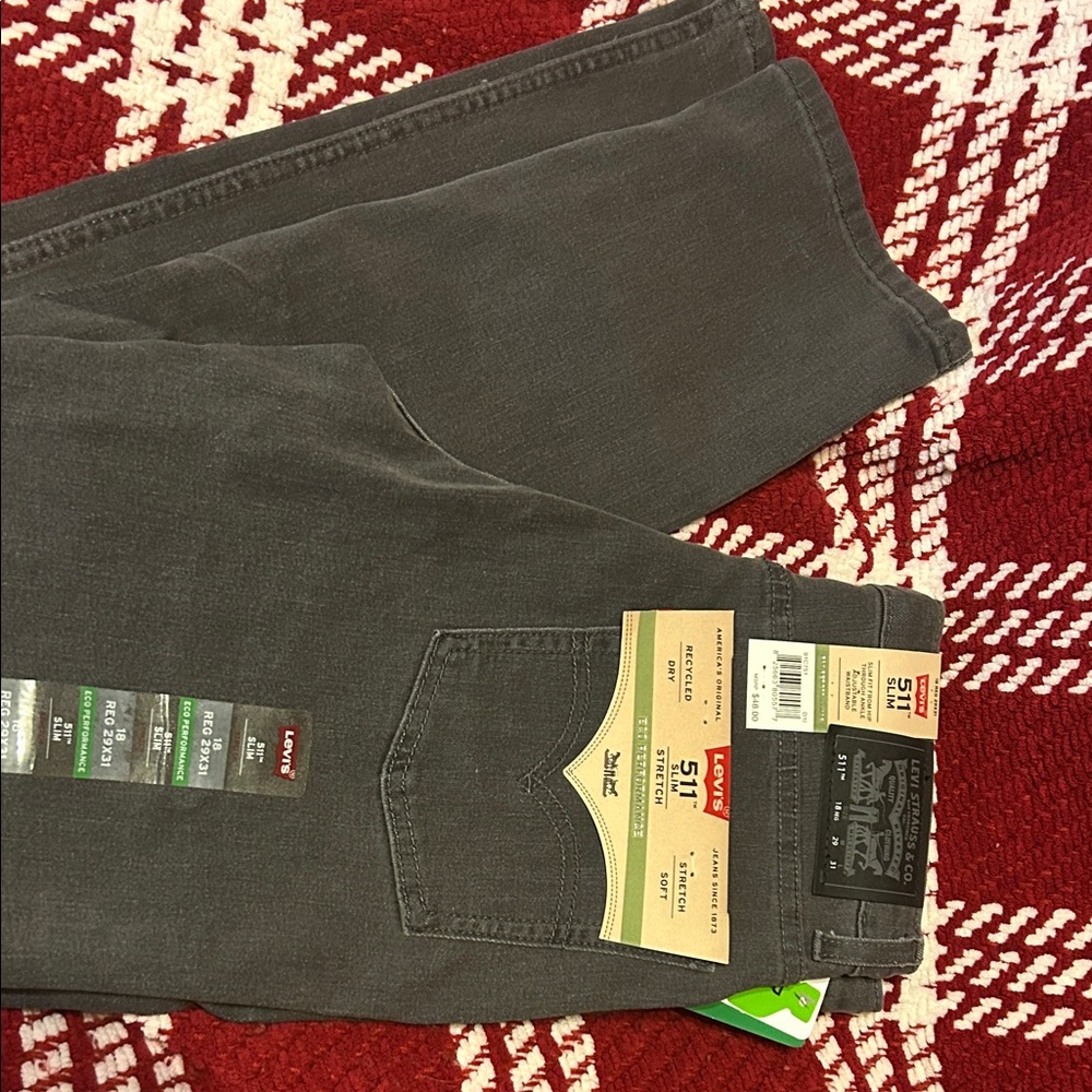 Levi's Big boys Charcoal Slim Straight Jeans